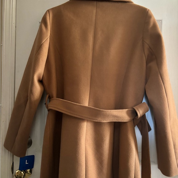 TAHARI ELLA Women's Lightweight Wool Blend Wrap Coat with Self Tie Belt - Picture 4 of 5